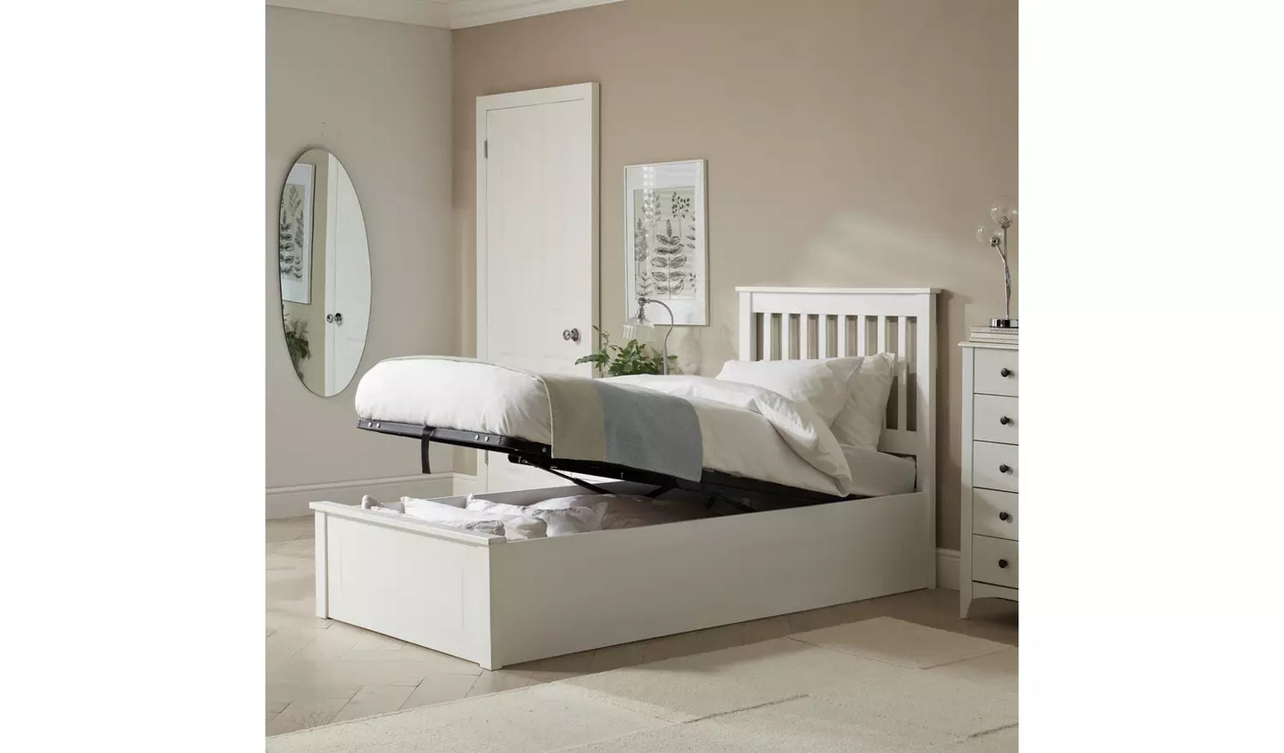 Assembled Habitat Aspley Single Wooden Ottoman Bed Frame - White
